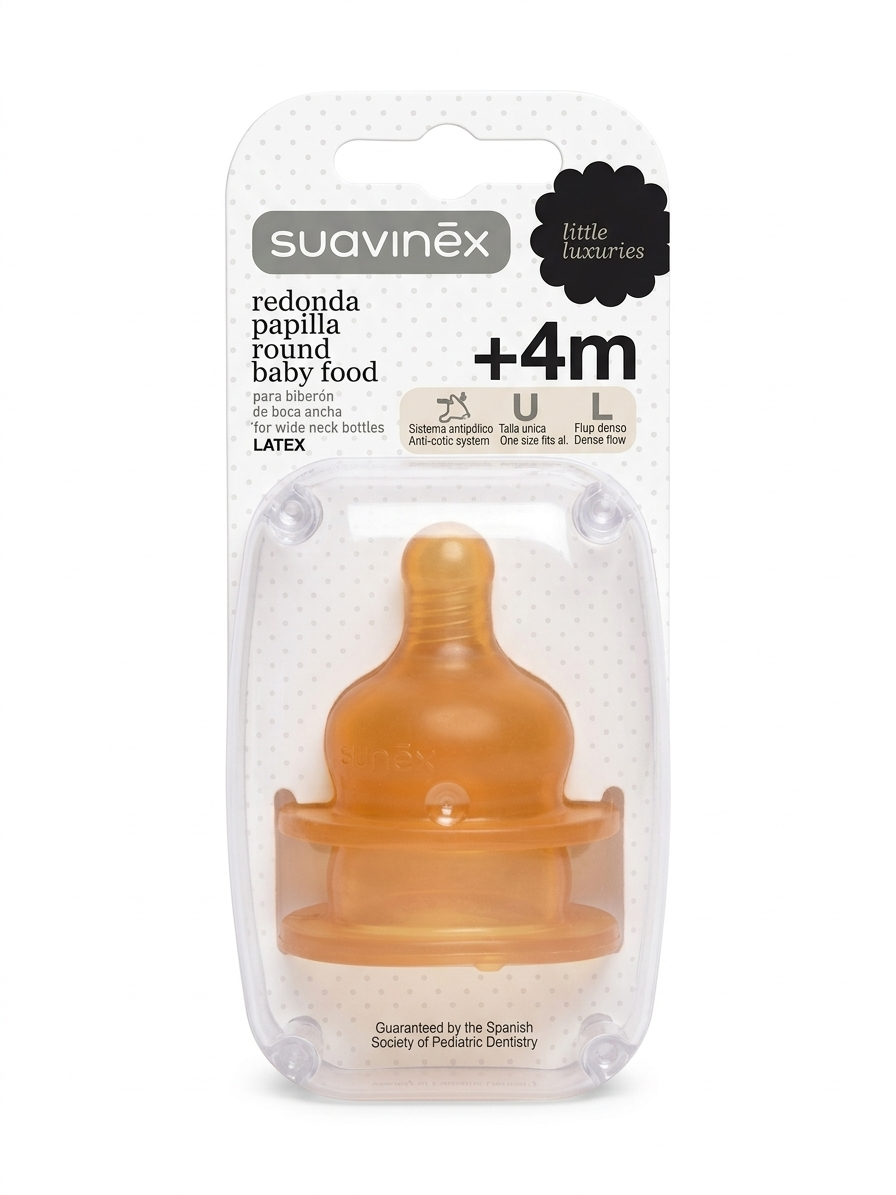 حلمة سلكون طبيعي مناسبة للطعام suavinex